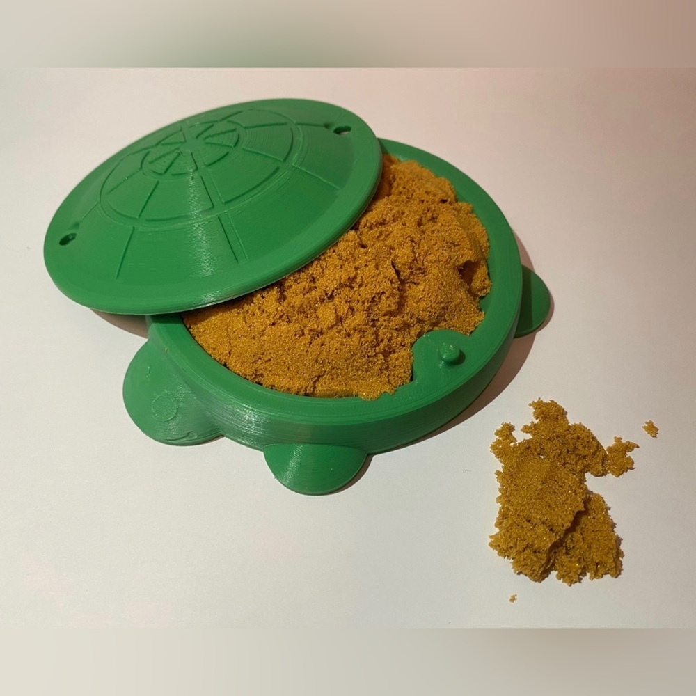 Sensory Turtle Sandbox | Nostalgic Desk Toy | Kinetic Sand Gold